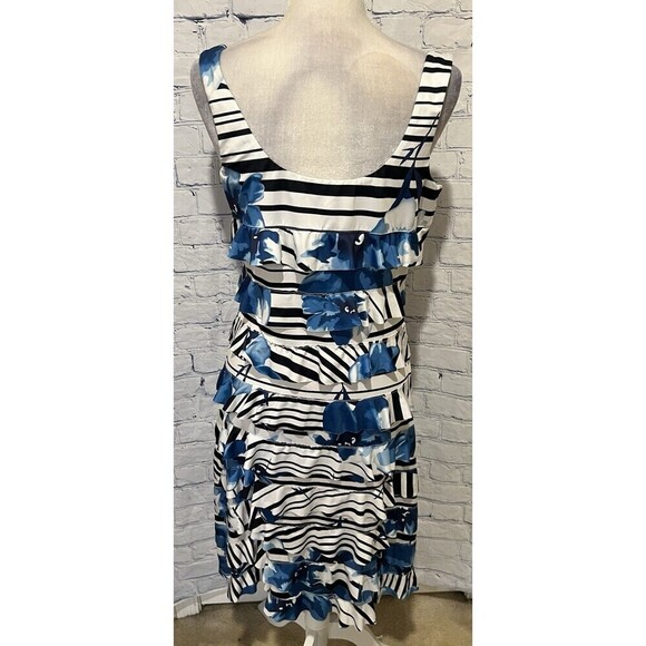 Roam Collection blue and black ribbon party and cocktail midi dress, size Medium - Picture 5 of 6